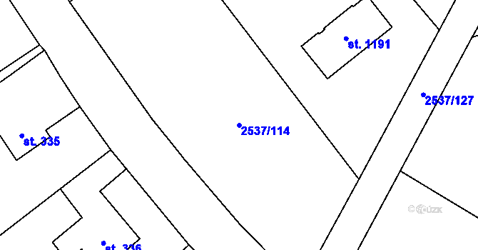Parcela st. 2537/114 v KÚ Nespeky, Katastrální mapa