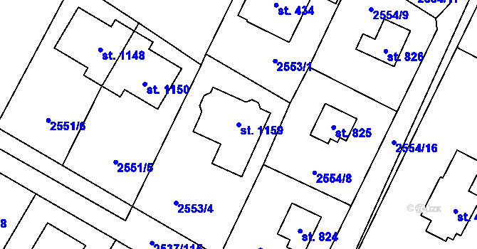 Parcela st. 1159 v KÚ Nespeky, Katastrální mapa