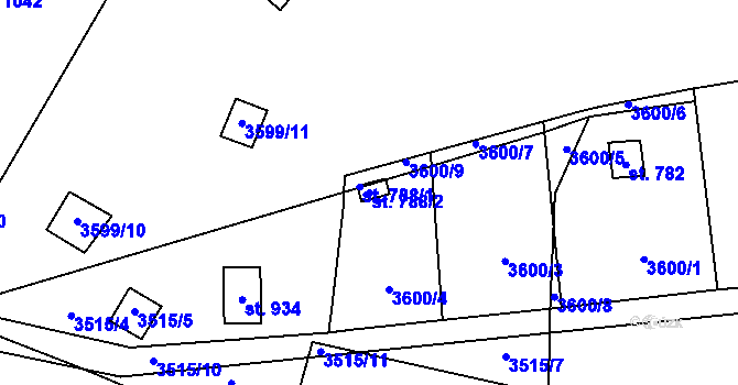 Parcela st. 788/2 v KÚ Nespeky, Katastrální mapa