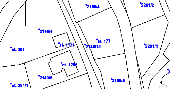 Parcela st. 2140/13 v KÚ Nespeky, Katastrální mapa