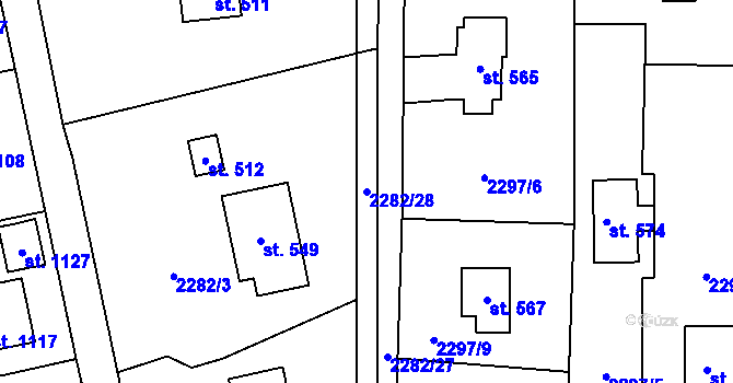 Parcela st. 2282/28 v KÚ Nespeky, Katastrální mapa