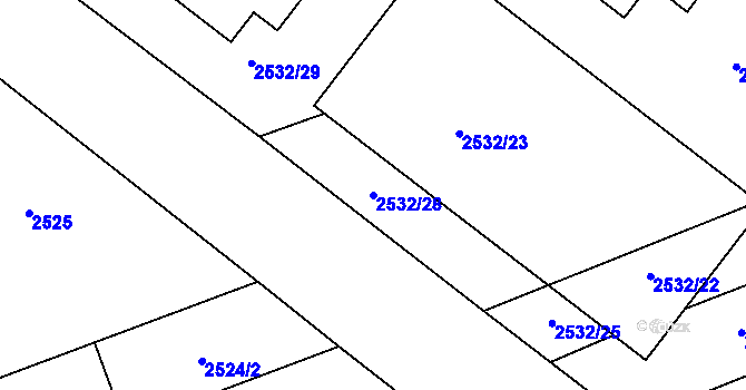 Parcela st. 2532/28 v KÚ Nespeky, Katastrální mapa
