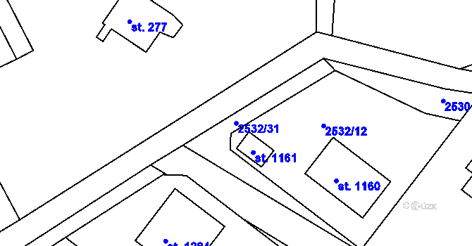 Parcela st. 2532/31 v KÚ Nespeky, Katastrální mapa