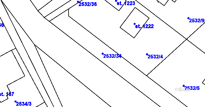 Parcela st. 2532/34 v KÚ Nespeky, Katastrální mapa