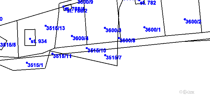 Parcela st. 3515/7 v KÚ Nespeky, Katastrální mapa