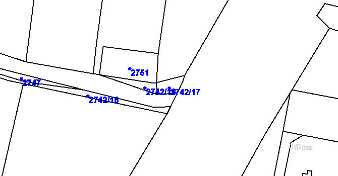 Parcela st. 2742/17 v KÚ Nespeky, Katastrální mapa