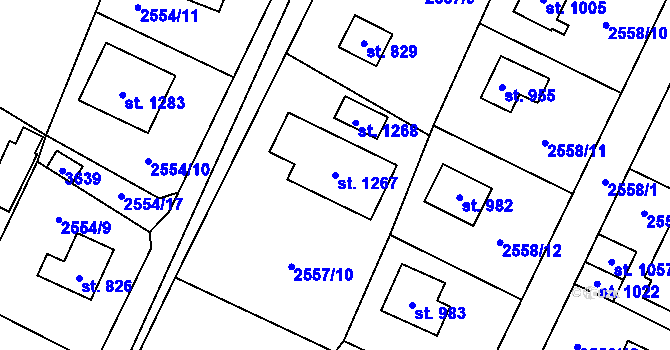 Parcela st. 1267 v KÚ Nespeky, Katastrální mapa