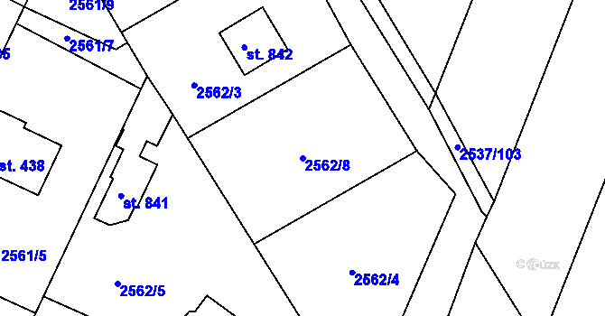 Parcela st. 2562/8 v KÚ Nespeky, Katastrální mapa