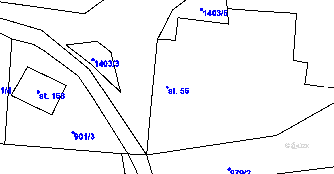 Parcela st. 56 v KÚ Hradiště, Katastrální mapa