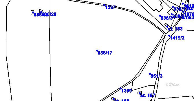 Parcela st. 836/17 v KÚ Hradiště, Katastrální mapa