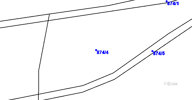 Parcela st. 874/4 v KÚ Hradiště, Katastrální mapa