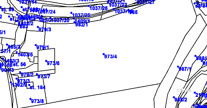 Parcela st. 973/4 v KÚ Hradiště, Katastrální mapa