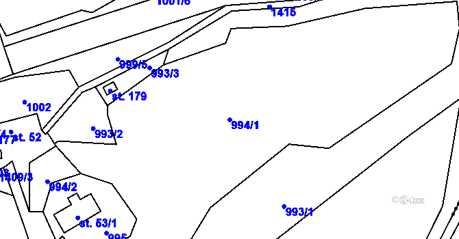 Parcela st. 994/1 v KÚ Hradiště, Katastrální mapa