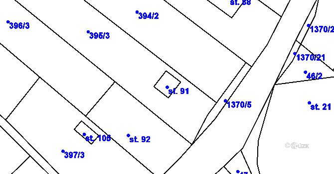 Parcela st. 91 v KÚ Nesperská Lhota, Katastrální mapa