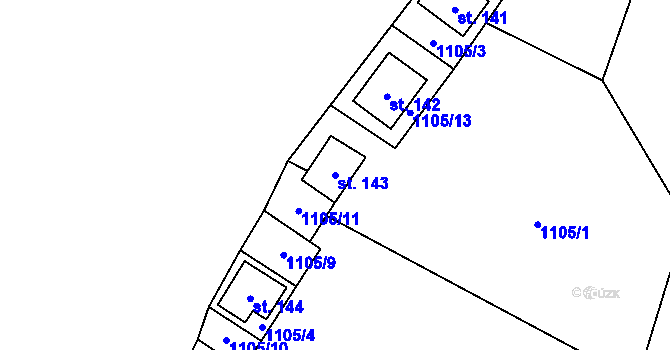 Parcela st. 143 v KÚ Nesperská Lhota, Katastrální mapa