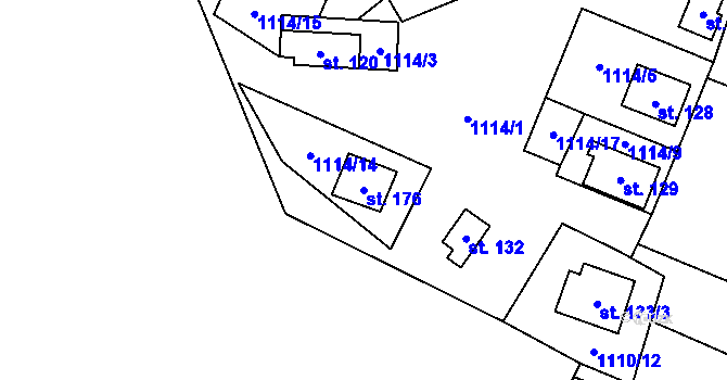 Parcela st. 176 v KÚ Nesperská Lhota, Katastrální mapa