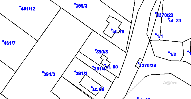 Parcela st. 390/3 v KÚ Nesperská Lhota, Katastrální mapa