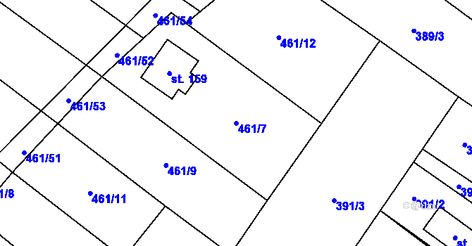 Parcela st. 461/7 v KÚ Nesperská Lhota, Katastrální mapa