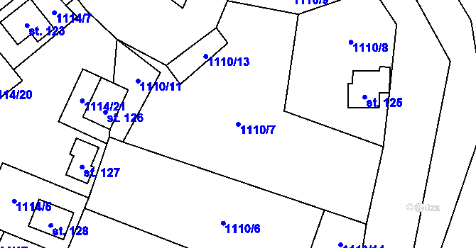 Parcela st. 1110/7 v KÚ Nesperská Lhota, Katastrální mapa