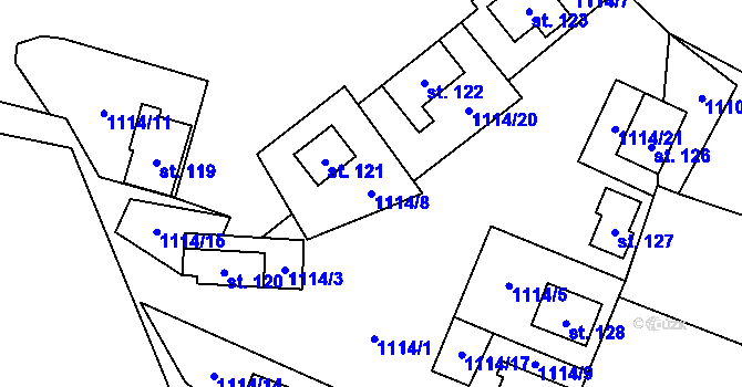 Parcela st. 1114/8 v KÚ Nesperská Lhota, Katastrální mapa