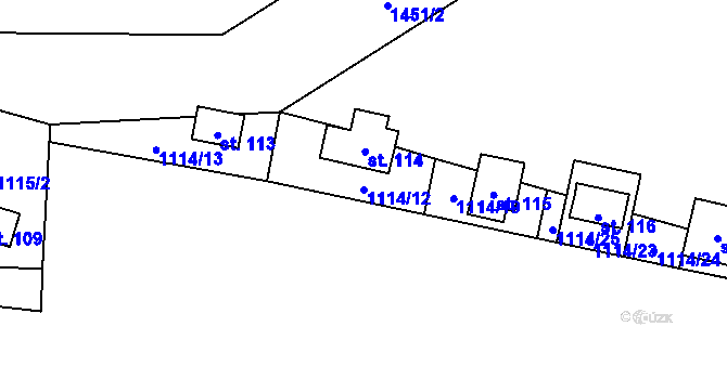 Parcela st. 1114/12 v KÚ Nesperská Lhota, Katastrální mapa