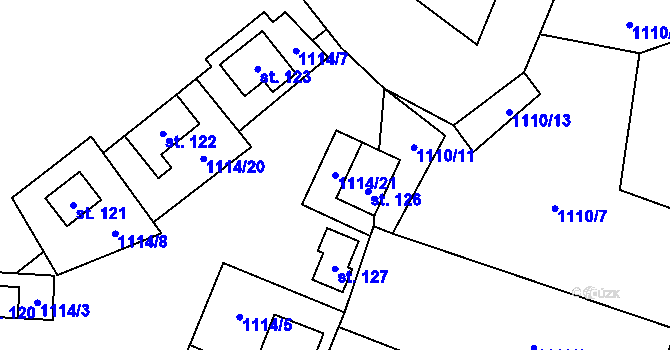 Parcela st. 1114/21 v KÚ Nesperská Lhota, Katastrální mapa