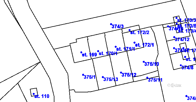 Parcela st. 170/1 v KÚ Nesperská Lhota, Katastrální mapa