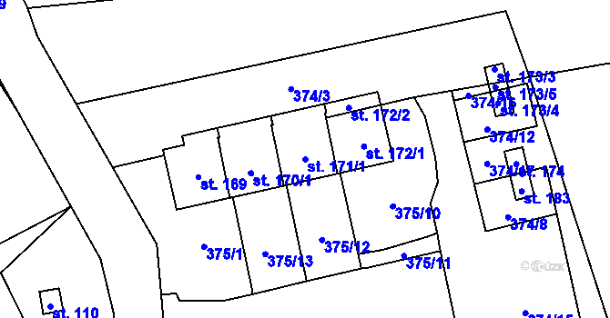 Parcela st. 171/1 v KÚ Nesperská Lhota, Katastrální mapa