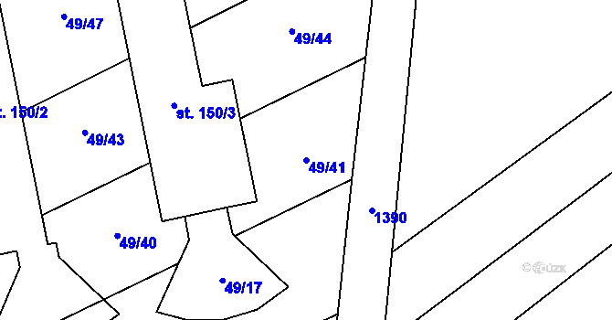 Parcela st. 49/41 v KÚ Nesperská Lhota, Katastrální mapa