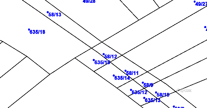 Parcela st. 58/12 v KÚ Nesperská Lhota, Katastrální mapa