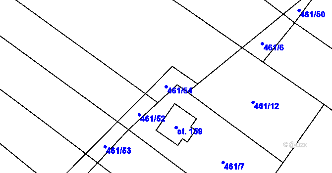 Parcela st. 461/54 v KÚ Nesperská Lhota, Katastrální mapa