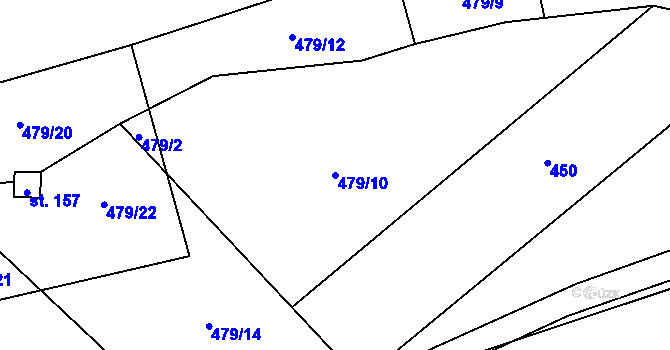 Parcela st. 479/10 v KÚ Nesperská Lhota, Katastrální mapa