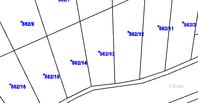 Parcela st. 562/13 v KÚ Nesperská Lhota, Katastrální mapa