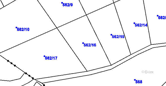 Parcela st. 562/16 v KÚ Nesperská Lhota, Katastrální mapa