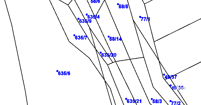 Parcela st. 635/20 v KÚ Nesperská Lhota, Katastrální mapa