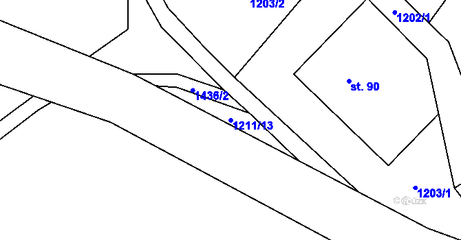 Parcela st. 1211/13 v KÚ Nesperská Lhota, Katastrální mapa