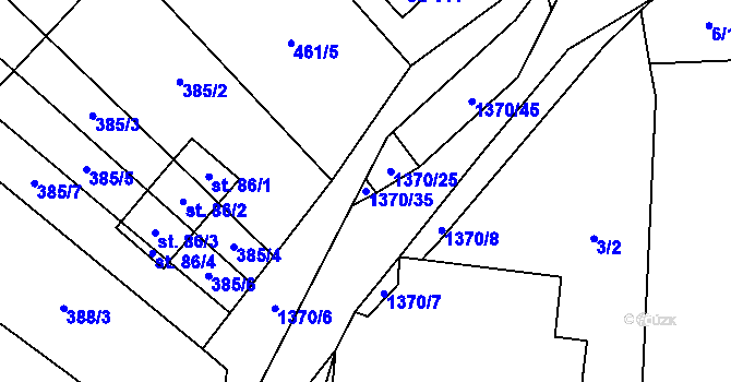 Parcela st. 1370/35 v KÚ Nesperská Lhota, Katastrální mapa