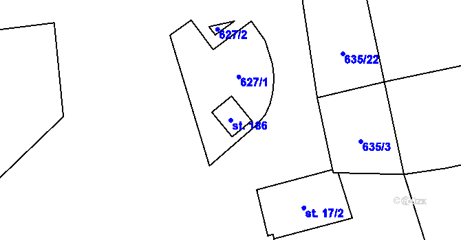 Parcela st. 186 v KÚ Nesperská Lhota, Katastrální mapa