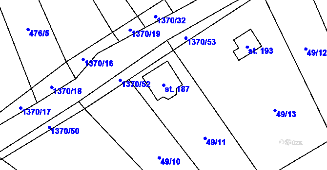 Parcela st. 187 v KÚ Nesperská Lhota, Katastrální mapa