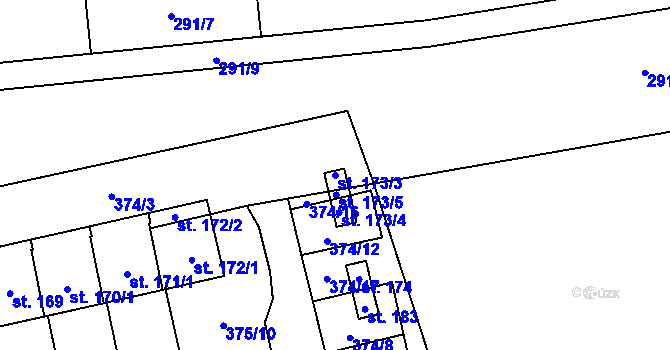 Parcela st. 173/3 v KÚ Nesperská Lhota, Katastrální mapa