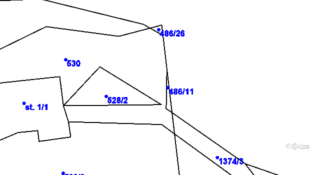 Parcela st. 486/11 v KÚ Nesperská Lhota, Katastrální mapa