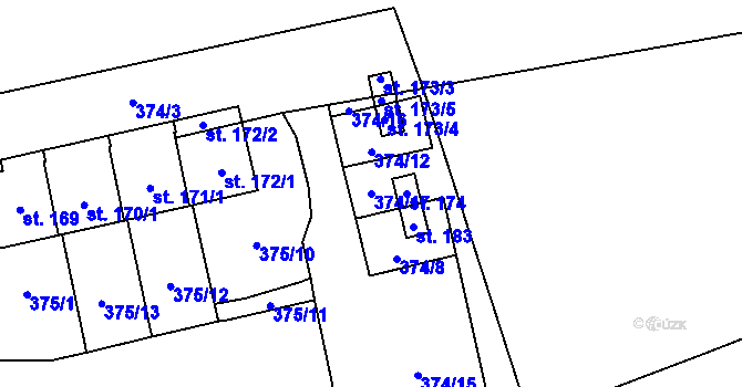 Parcela st. 374/17 v KÚ Nesperská Lhota, Katastrální mapa
