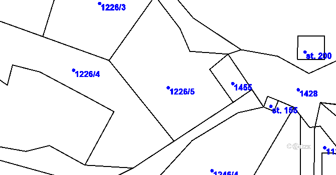 Parcela st. 1226/5 v KÚ Nesperská Lhota, Katastrální mapa