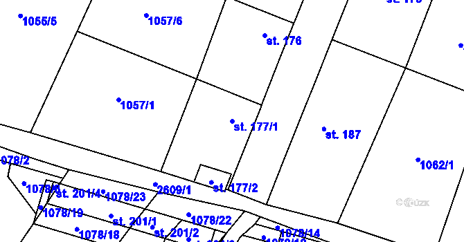 Parcela st. 177/1 v KÚ Nesuchyně, Katastrální mapa