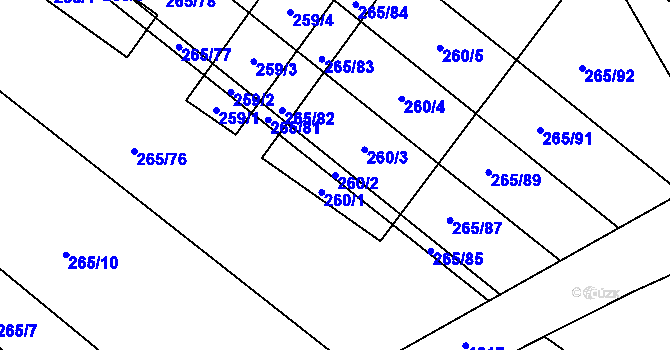 Parcela st. 260/2 v KÚ Nesvačilka, Katastrální mapa