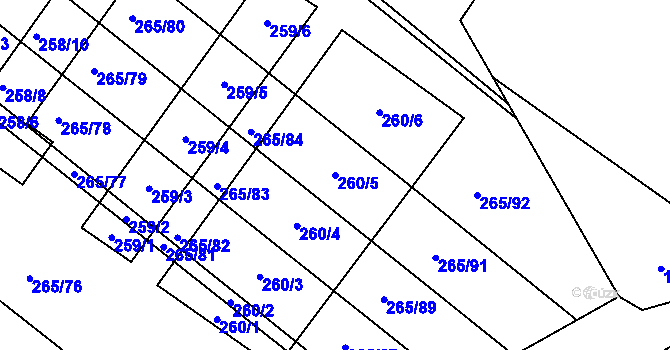 Parcela st. 260/5 v KÚ Nesvačilka, Katastrální mapa