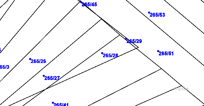 Parcela st. 265/28 v KÚ Nesvačilka, Katastrální mapa