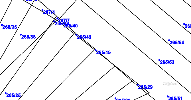 Parcela st. 265/45 v KÚ Nesvačilka, Katastrální mapa