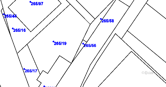 Parcela st. 265/56 v KÚ Nesvačilka, Katastrální mapa