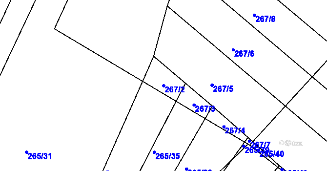 Parcela st. 267/2 v KÚ Nesvačilka, Katastrální mapa
